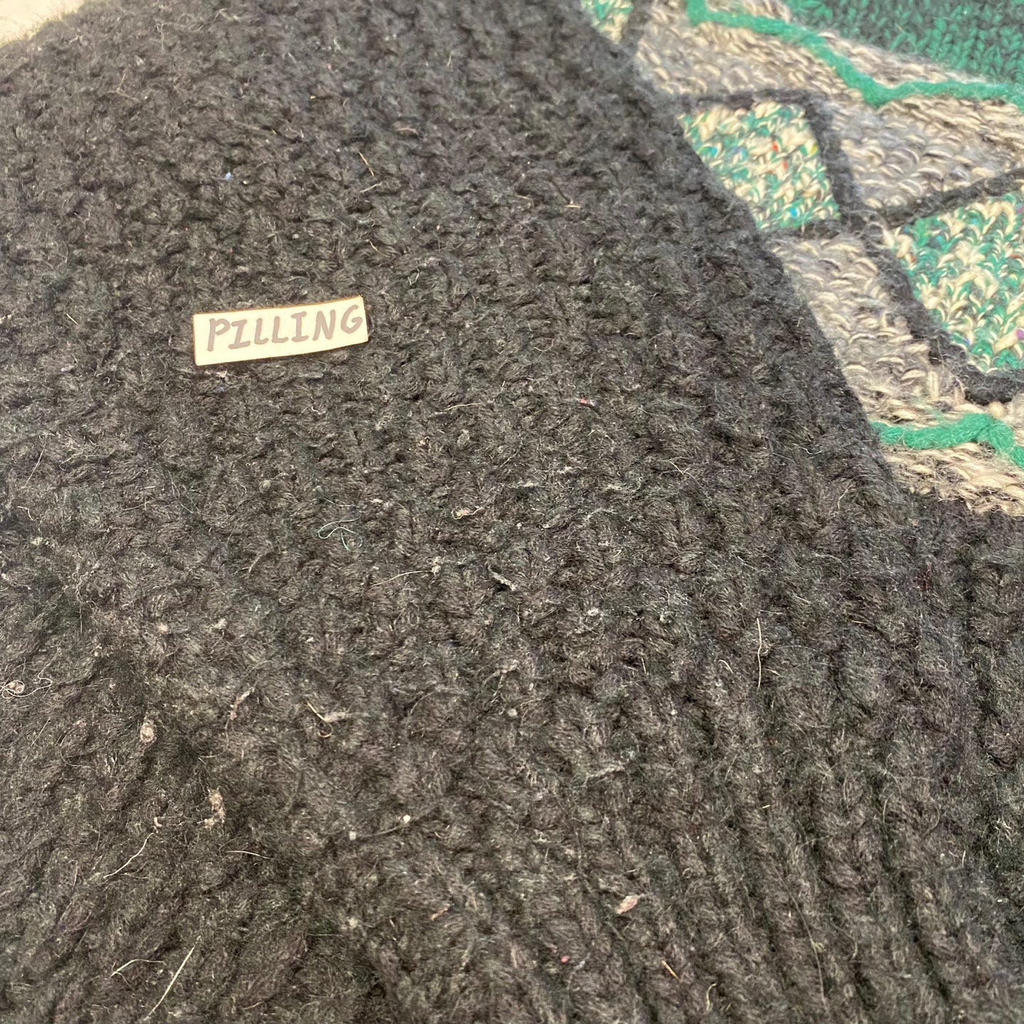 Vintage Novo Mohair Blend Black and Teal Knit Sweater