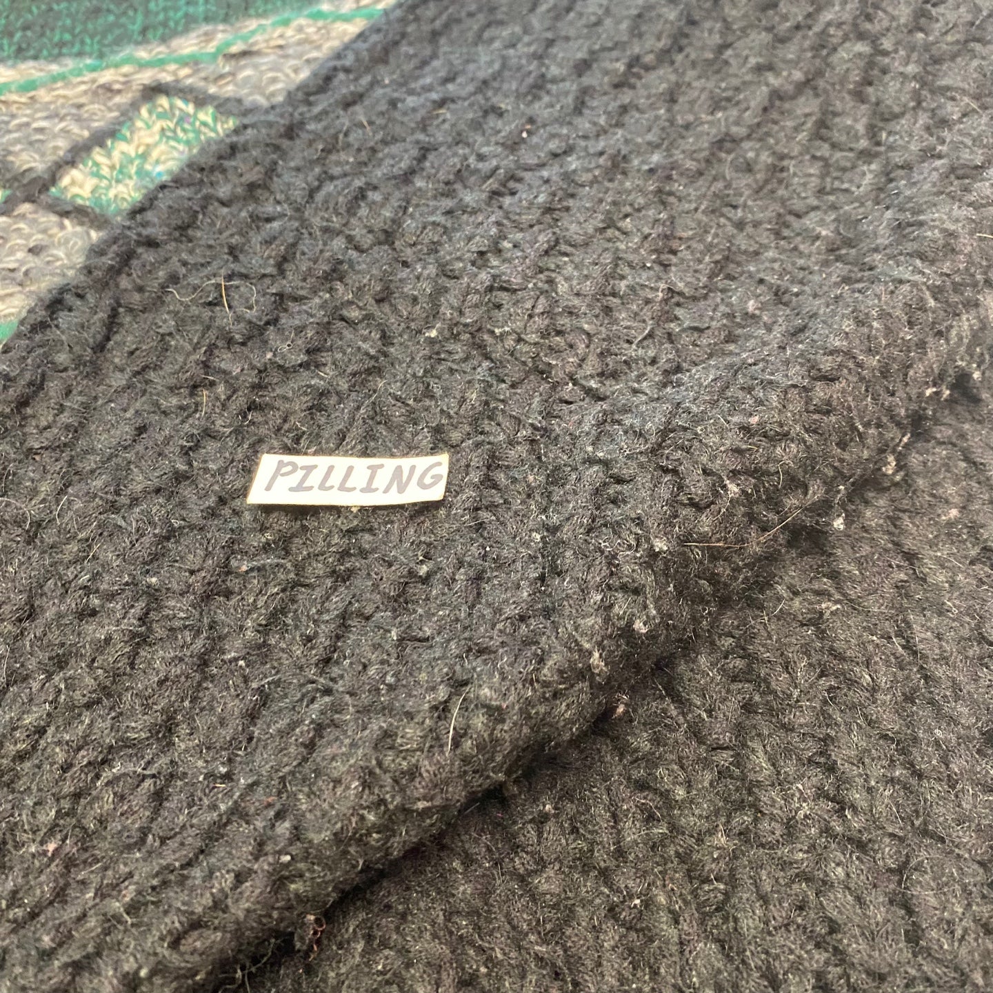 Vintage Novo Mohair Blend Black and Teal Knit Sweater