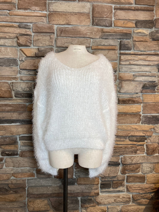 Oversized Fuzzy V-Neck Sweater