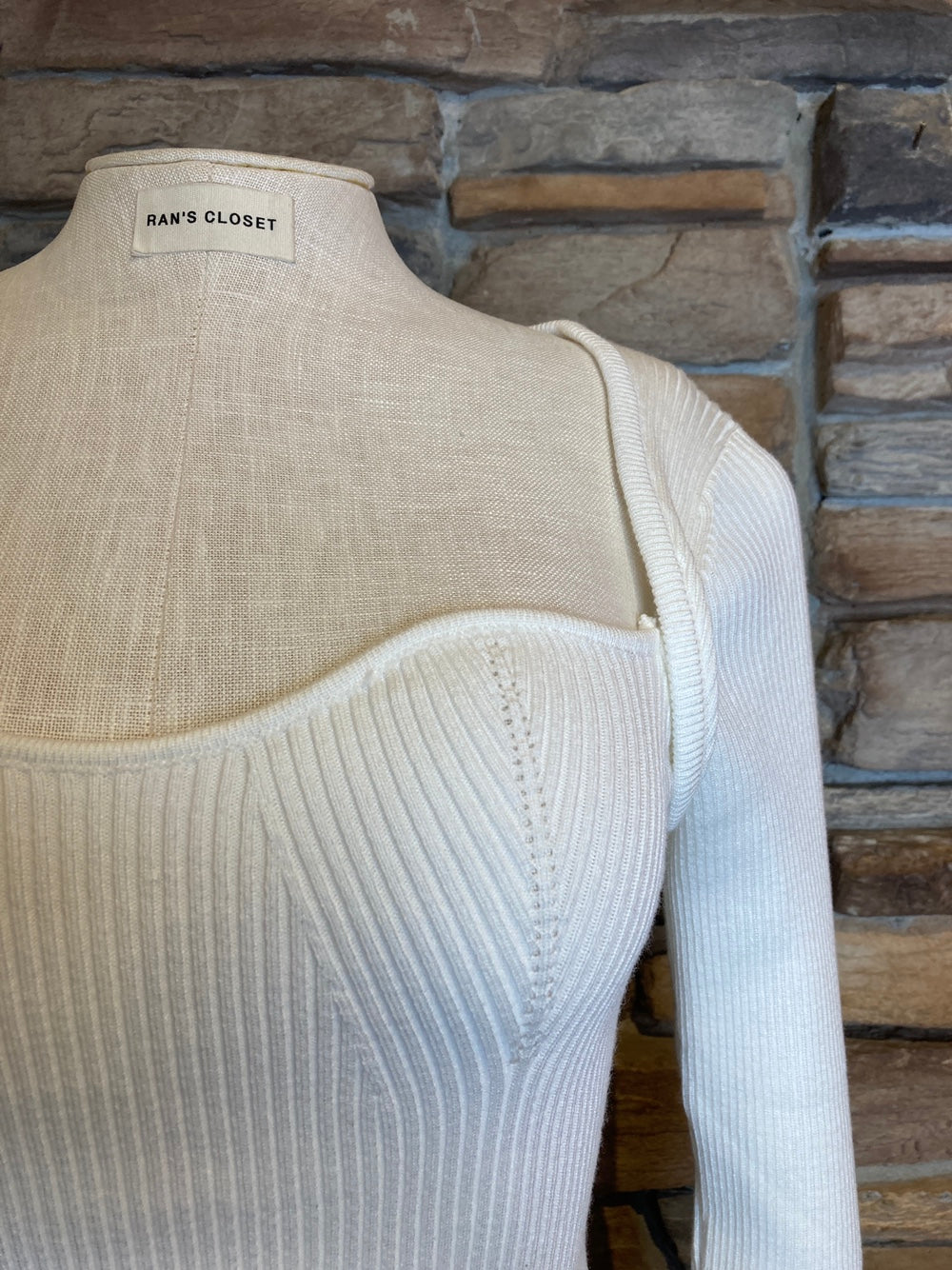 Sweetheart Neck Ribbed Long Sleeve