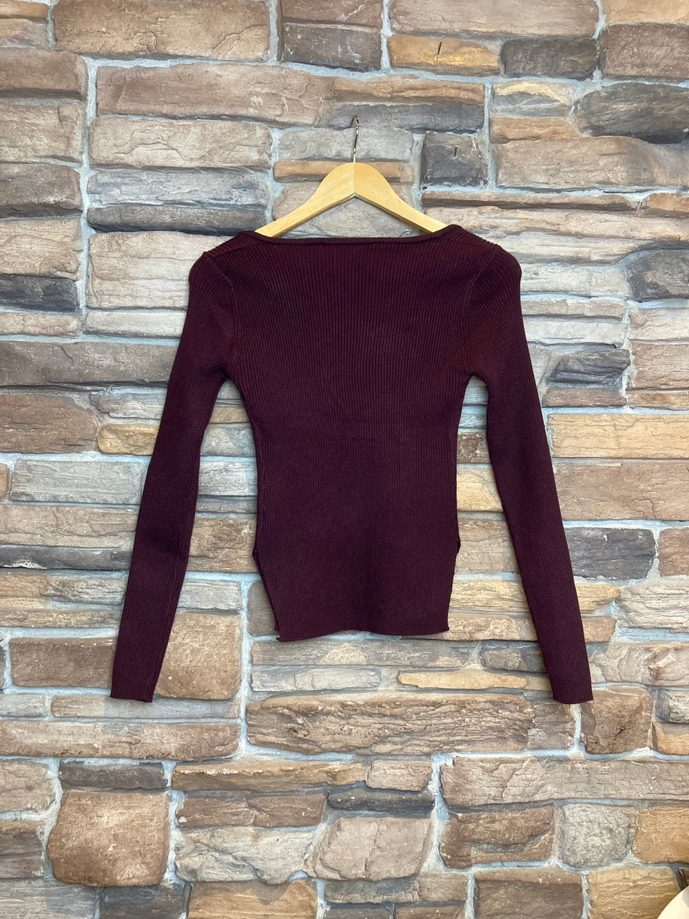 Sweetheart Neck Ribbed Long Sleeve