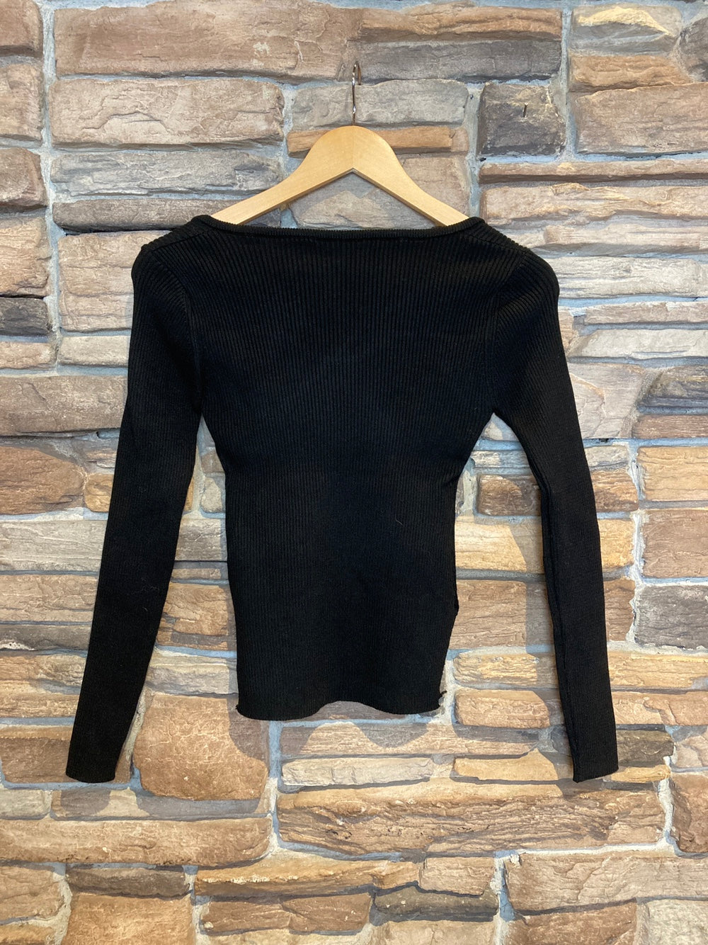 Sweetheart Neck Ribbed Long Sleeve