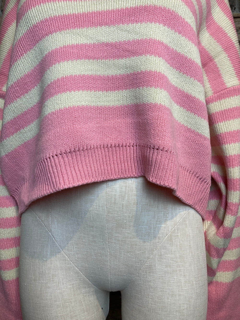 Striped Collared V-Neck Sweater