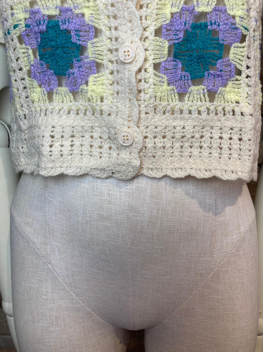 Puff Sleeve Granny Square Crochet Top