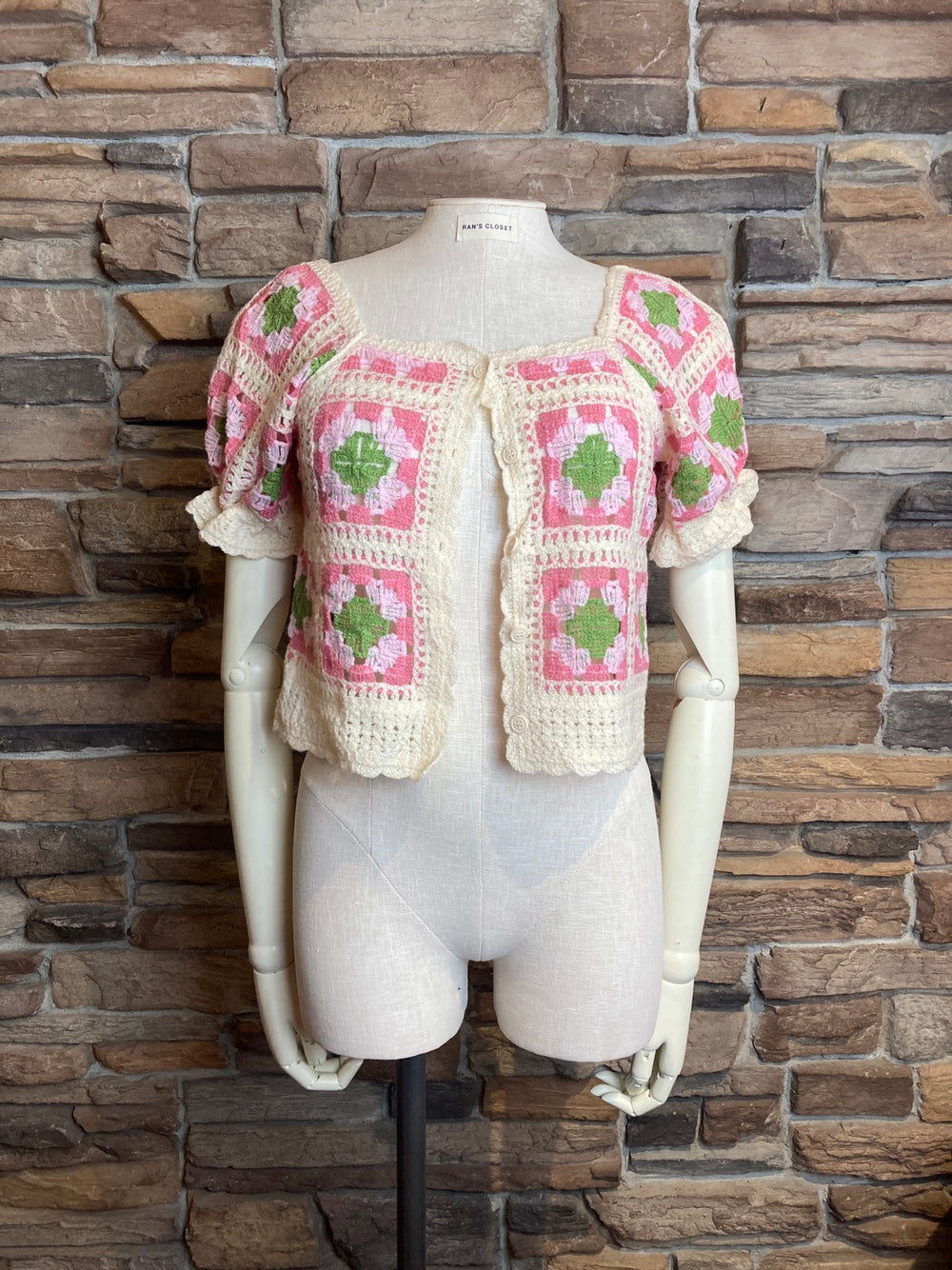 Puff Sleeve Granny Square Crochet Top