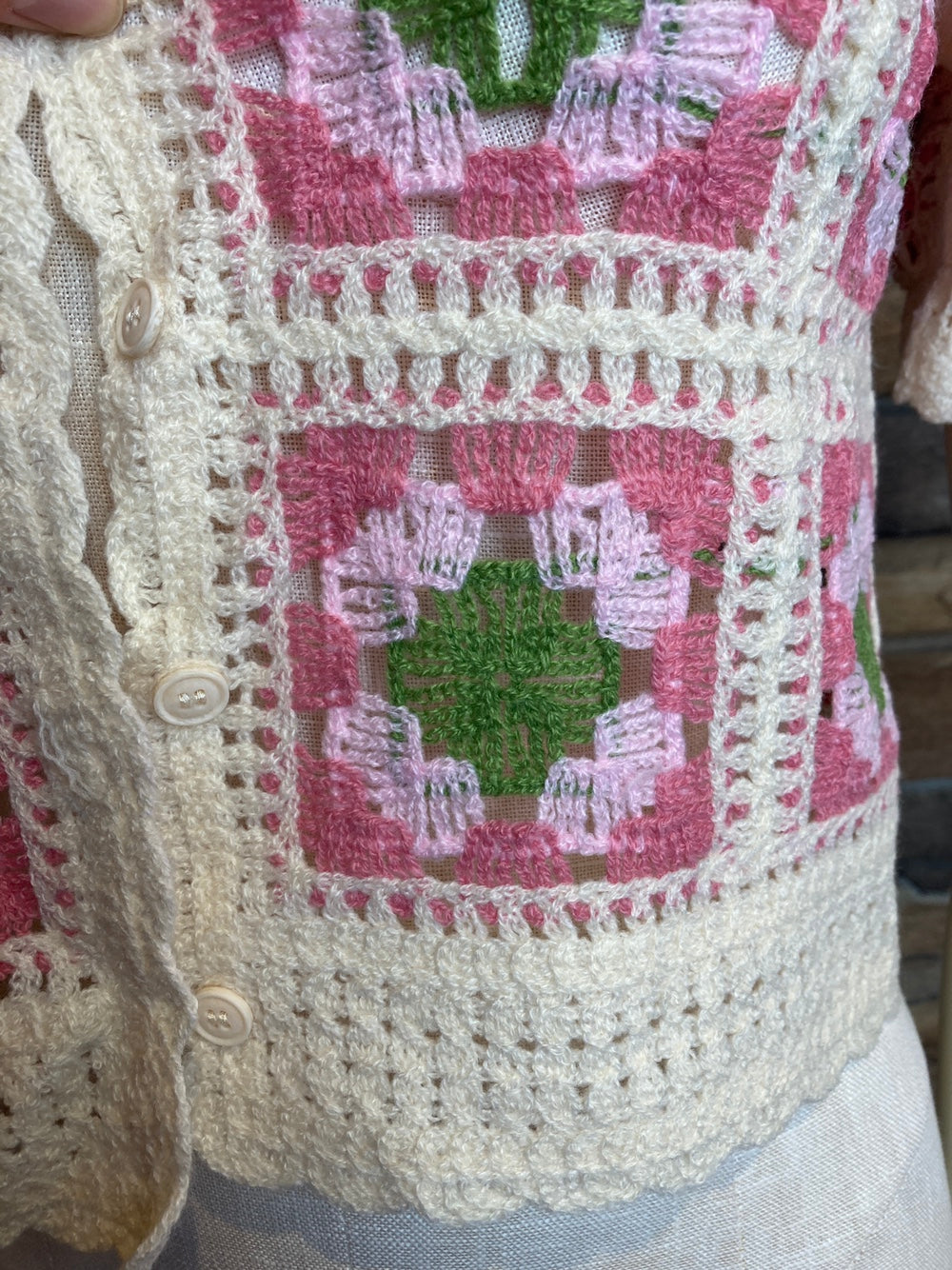 Puff Sleeve Granny Square Crochet Top