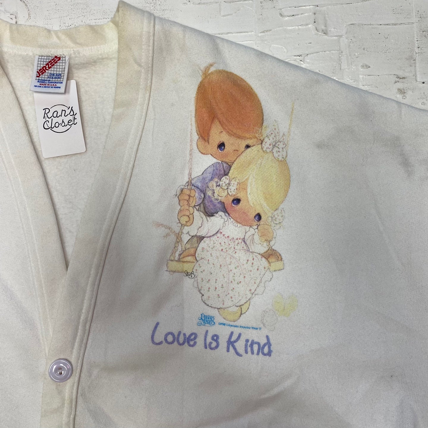 Vintage Precious Moments "Love is Kind" Button Up Cardigan