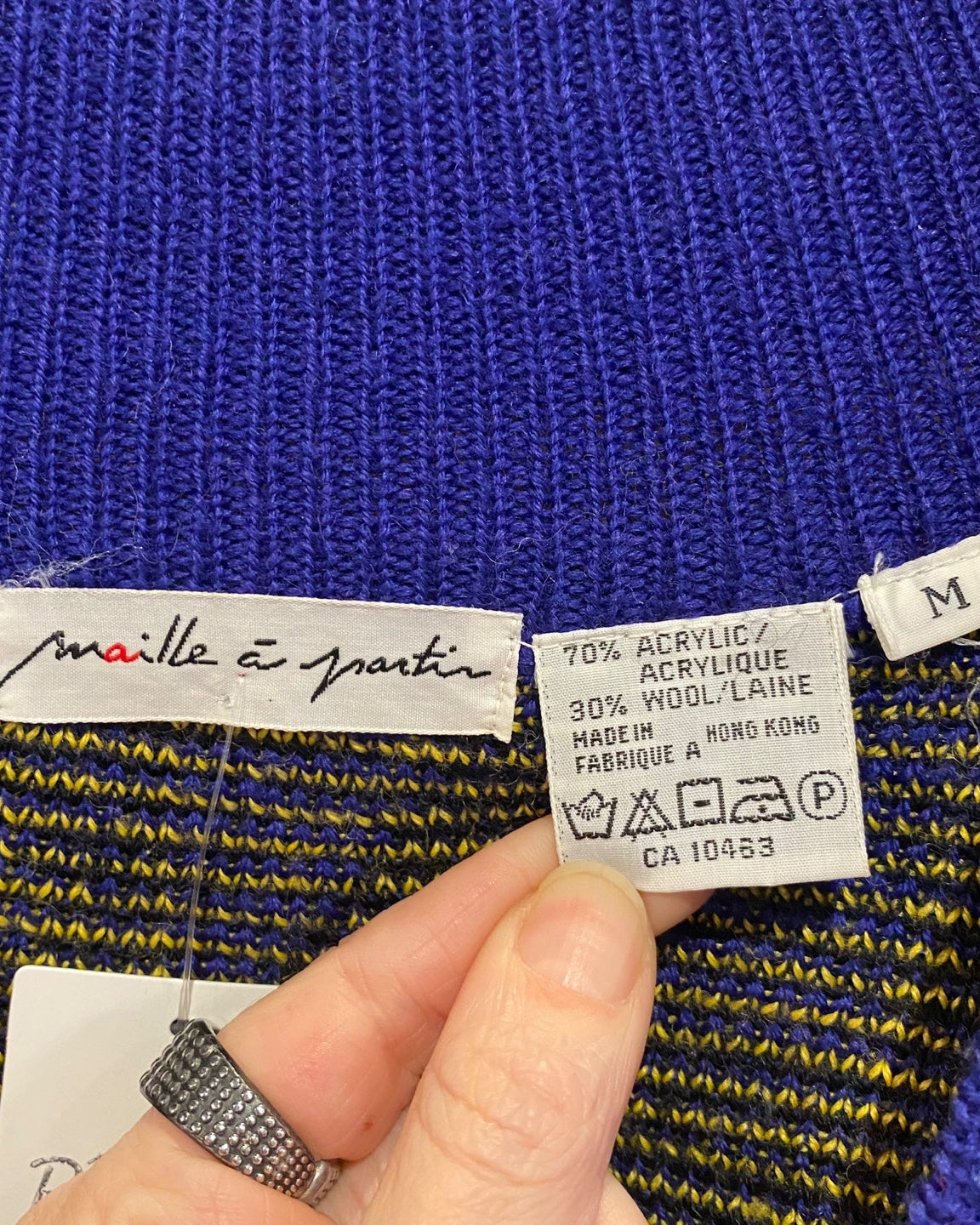 Vintage Blocky Blue and Yellow Knit Pullover Sweater
