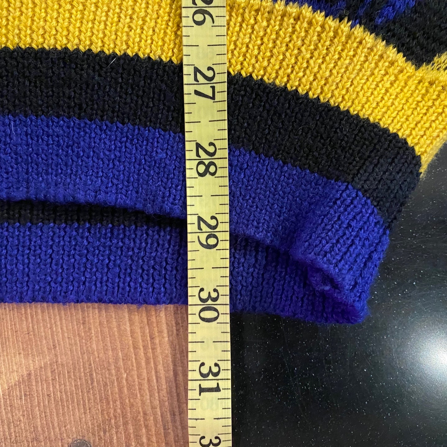 Vintage Blocky Blue and Yellow Knit Pullover Sweater