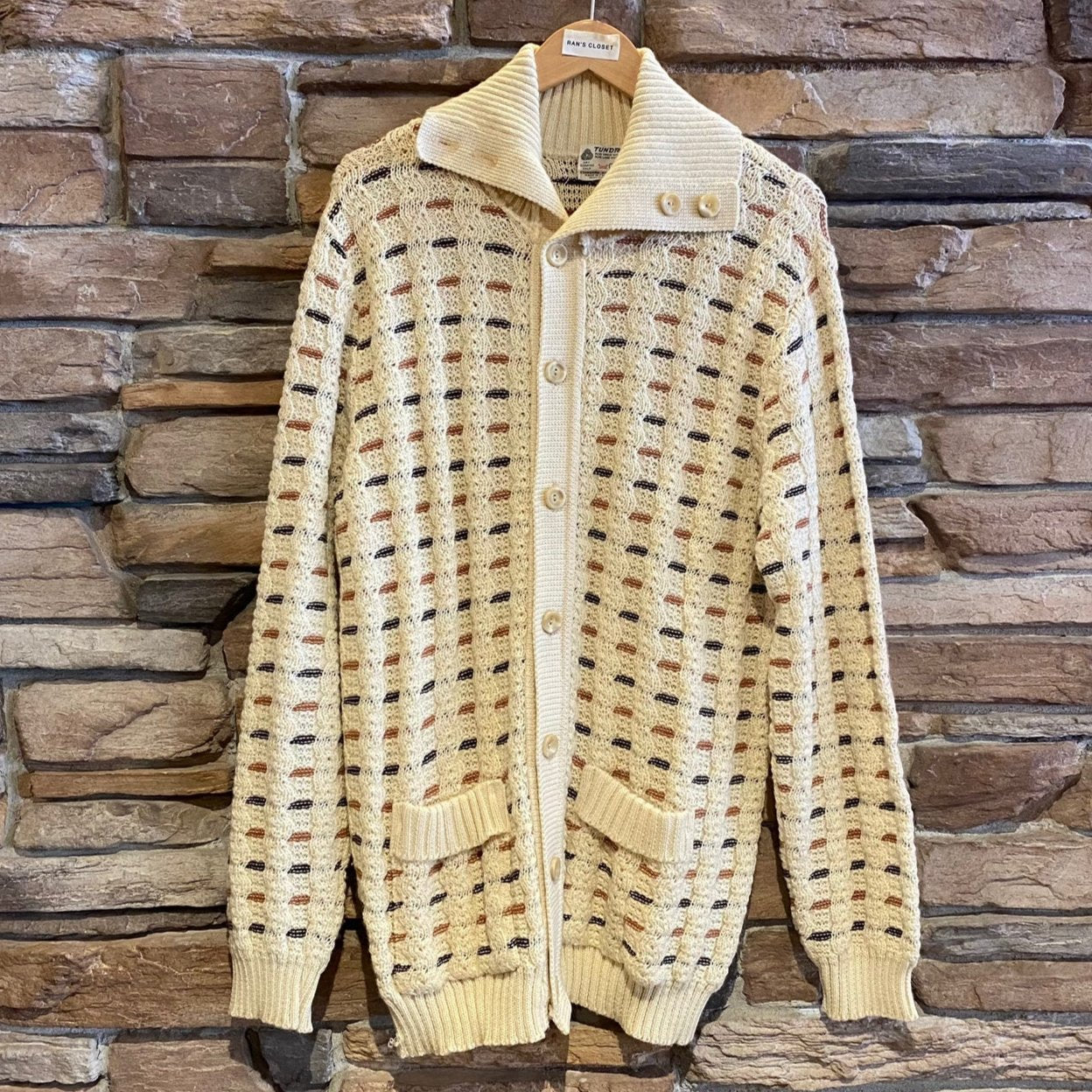 Vintage Cream Tundra Wool Knit Cardigan