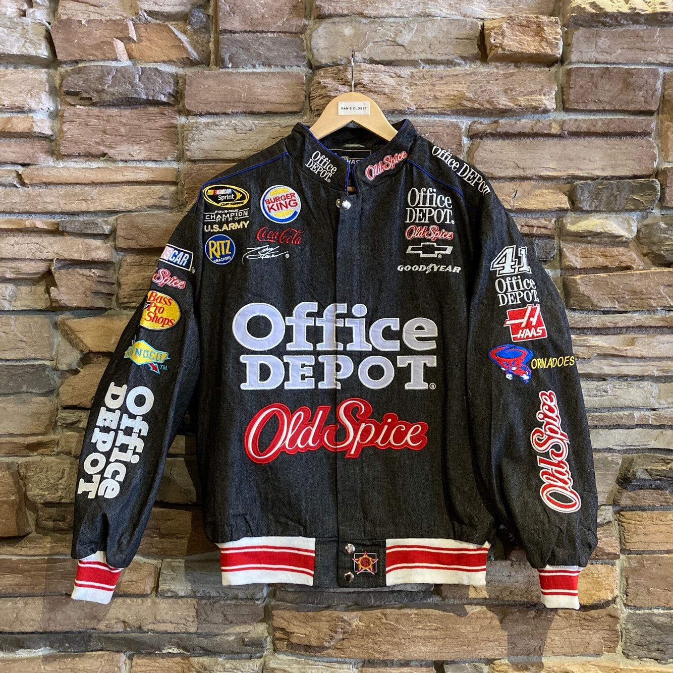 Black Denim Office Depot Racing Jacket