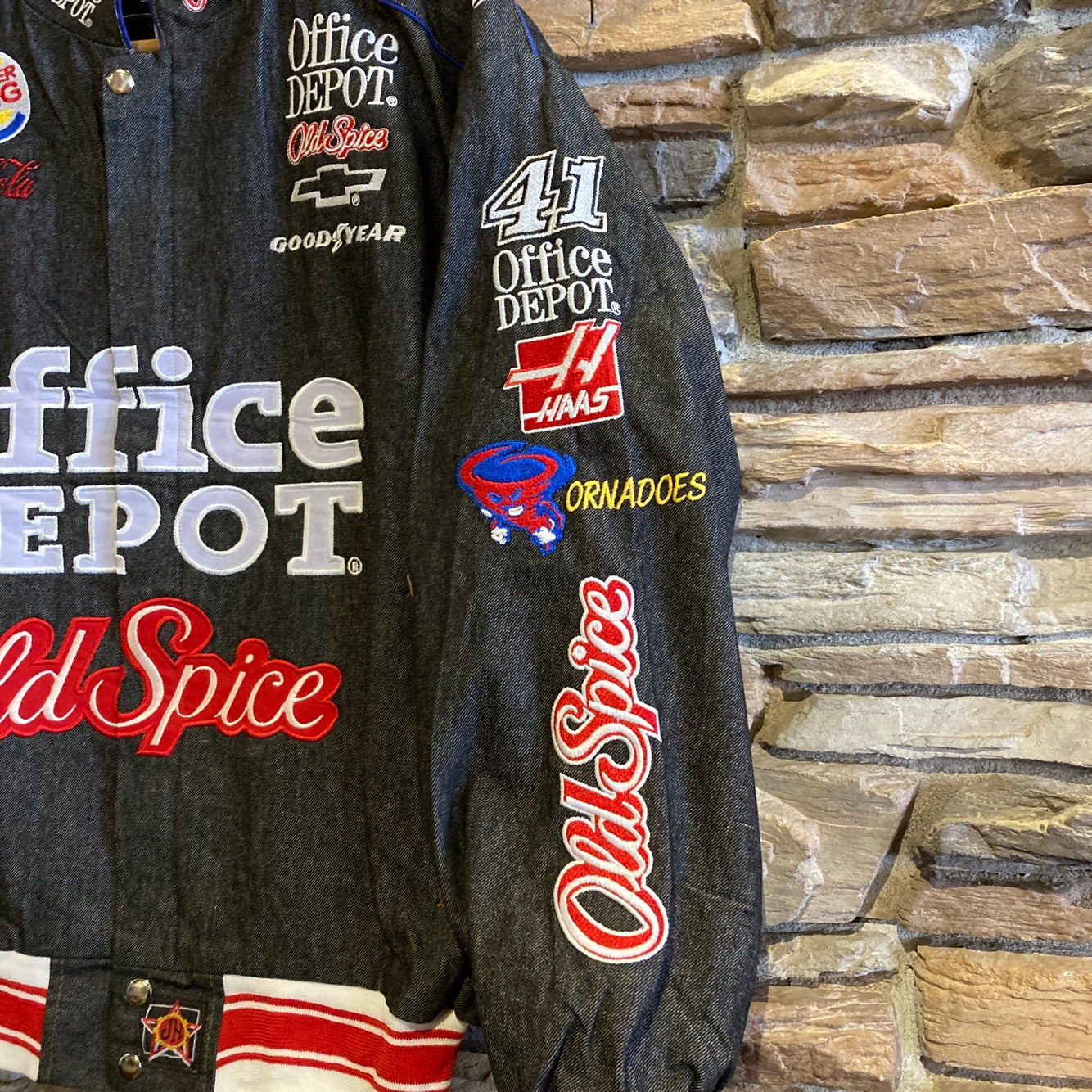 Black Denim Office Depot Racing Jacket