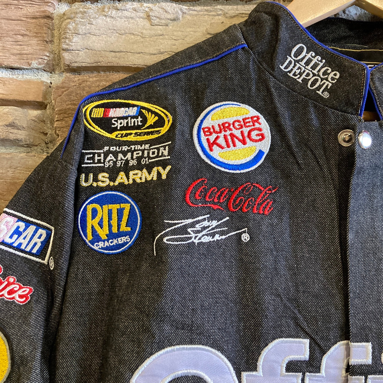 Black Denim Office Depot Racing Jacket