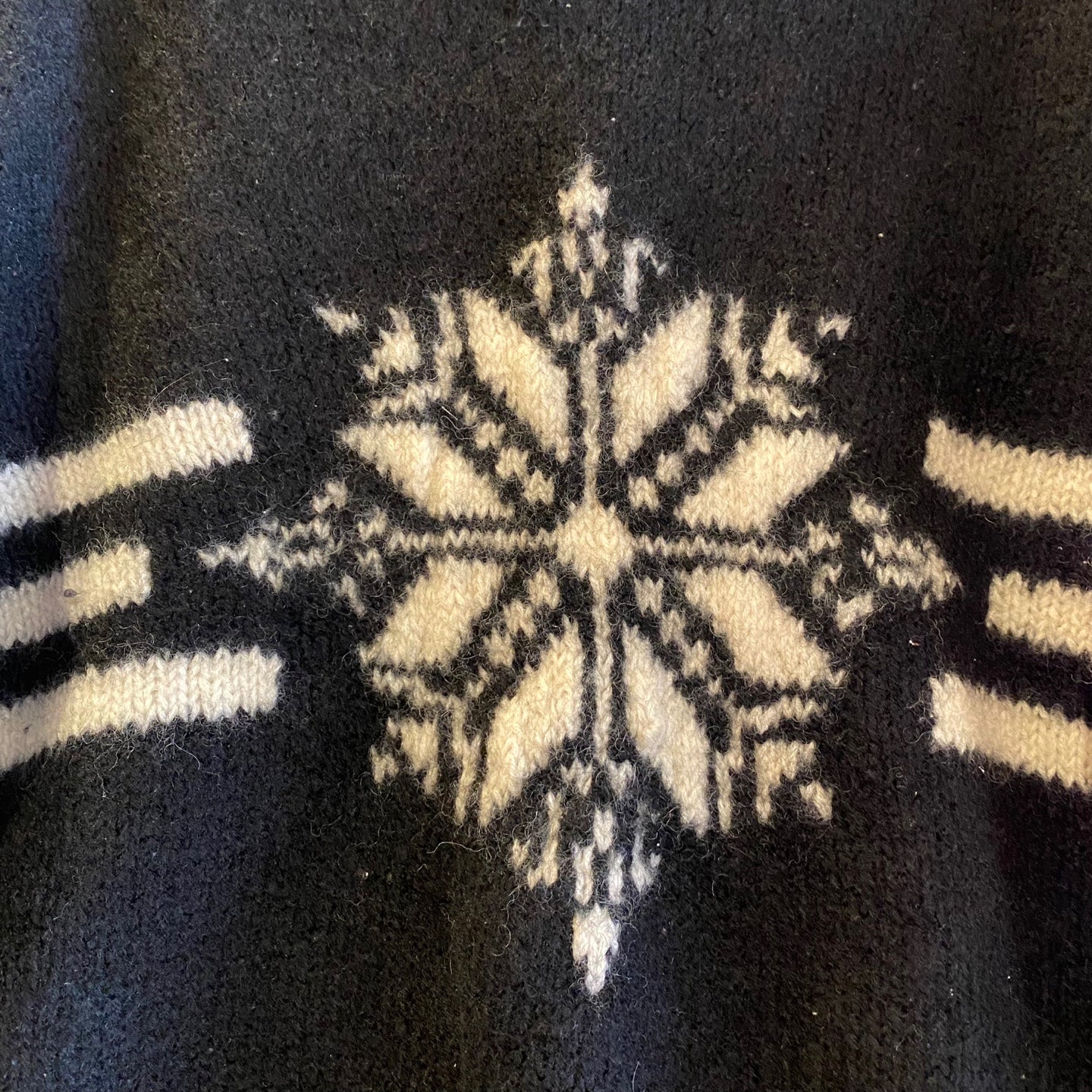 Vintage Club Monaco Black and White Wool Snowflake Knit Sweater