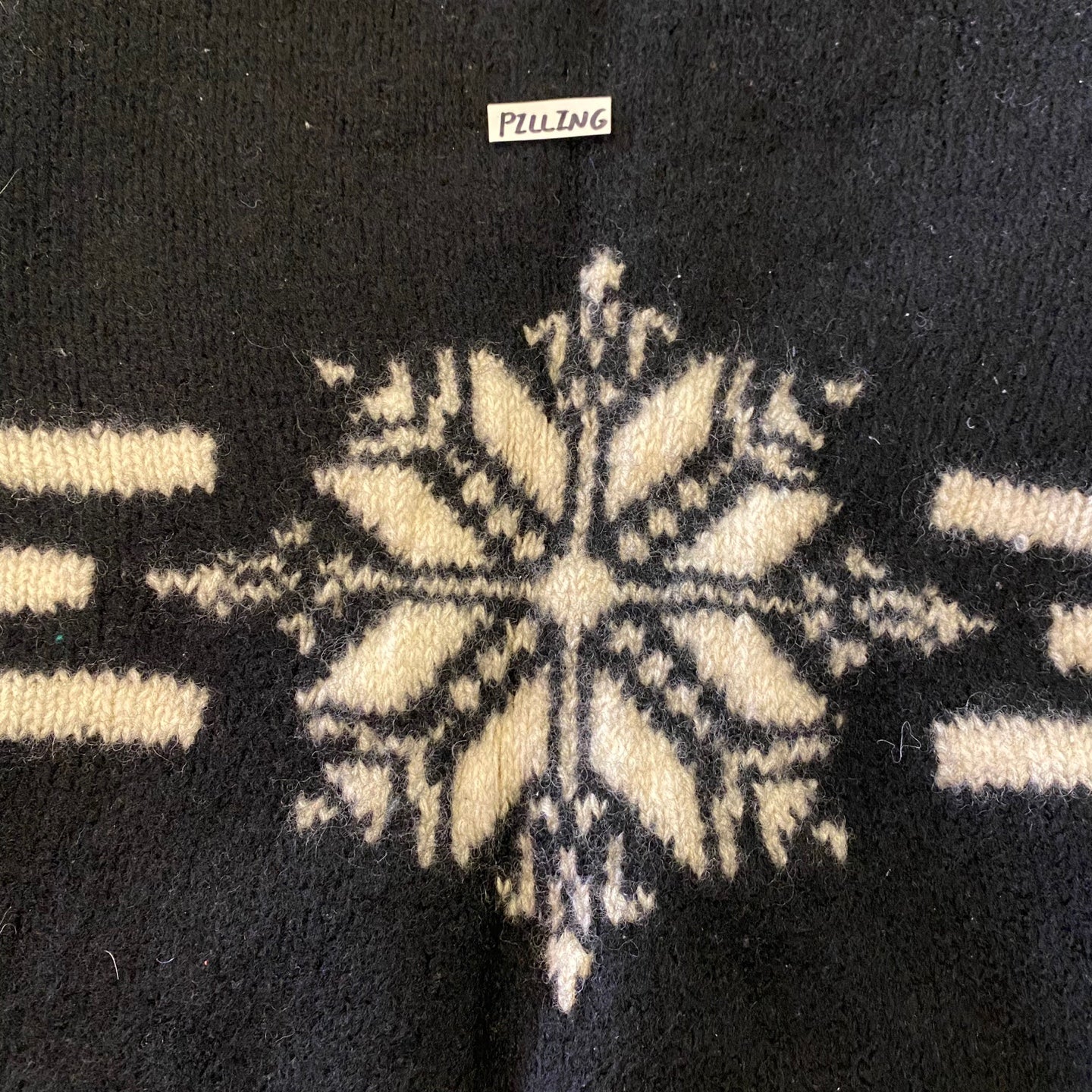 Vintage Club Monaco Black and White Wool Snowflake Knit Sweater