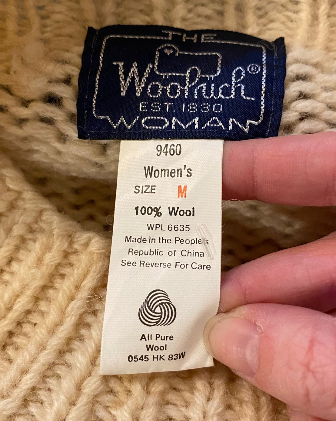 Vintage Woolrich Knit Cream Sweater with Flower Design