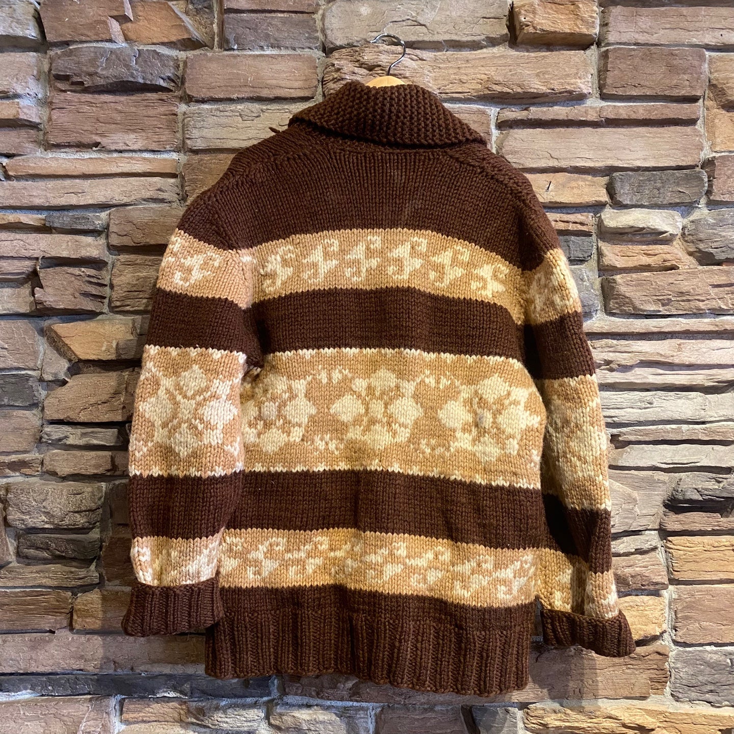 Vintage Heavy Brown Knit Zip-Up Sweater