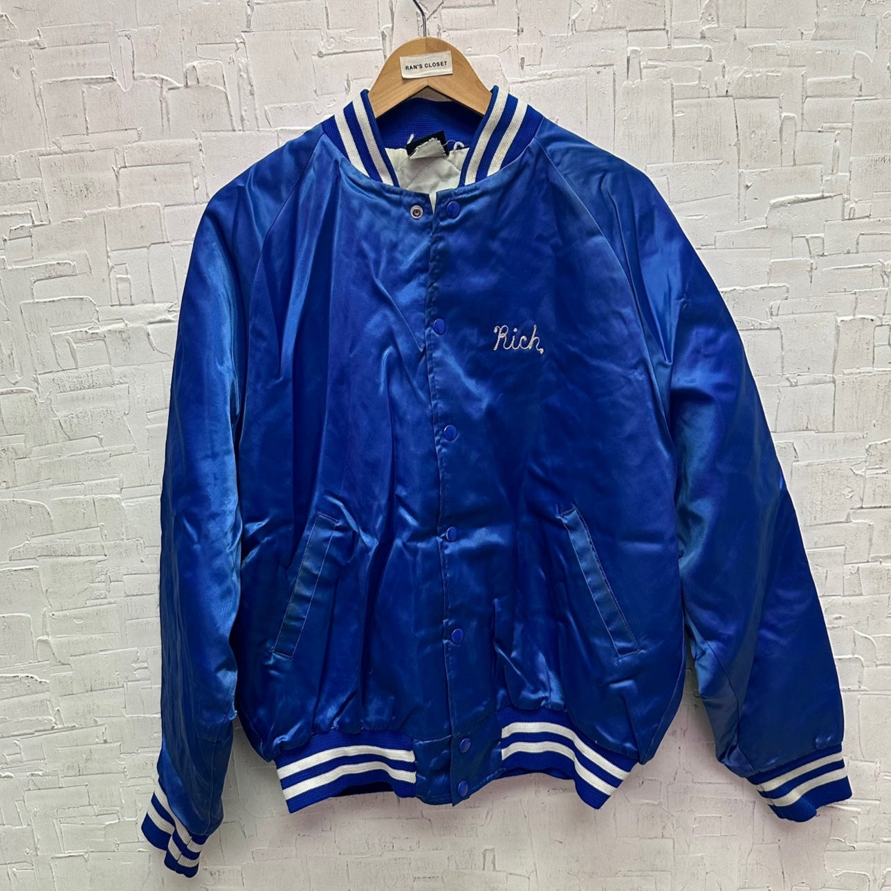 Vintage Hilton Active Apparel Blue Silky Bomber Jacket