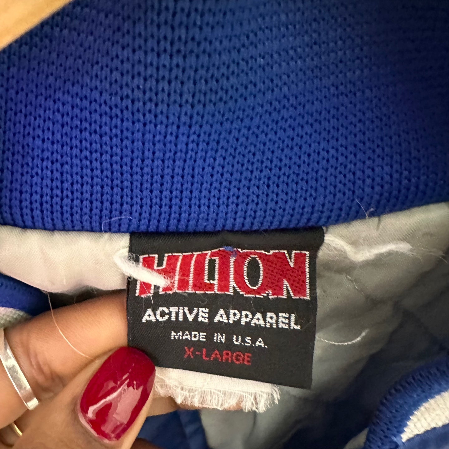 Vintage Hilton Active Apparel Blue Silky Bomber Jacket