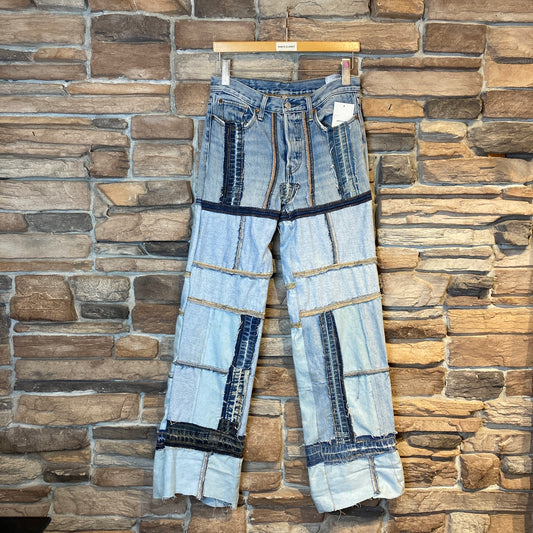 Reworked Levi's Patchwork Blue Jeans