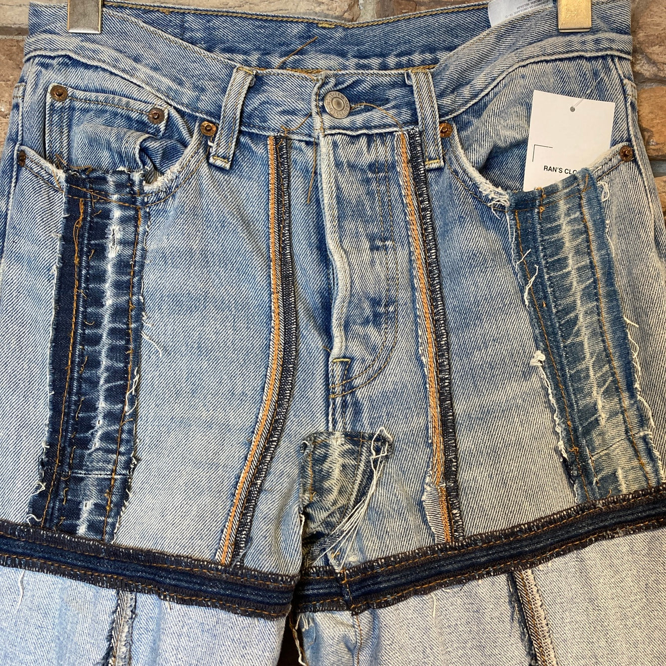 Reworked Levi's Patchwork Blue Jeans