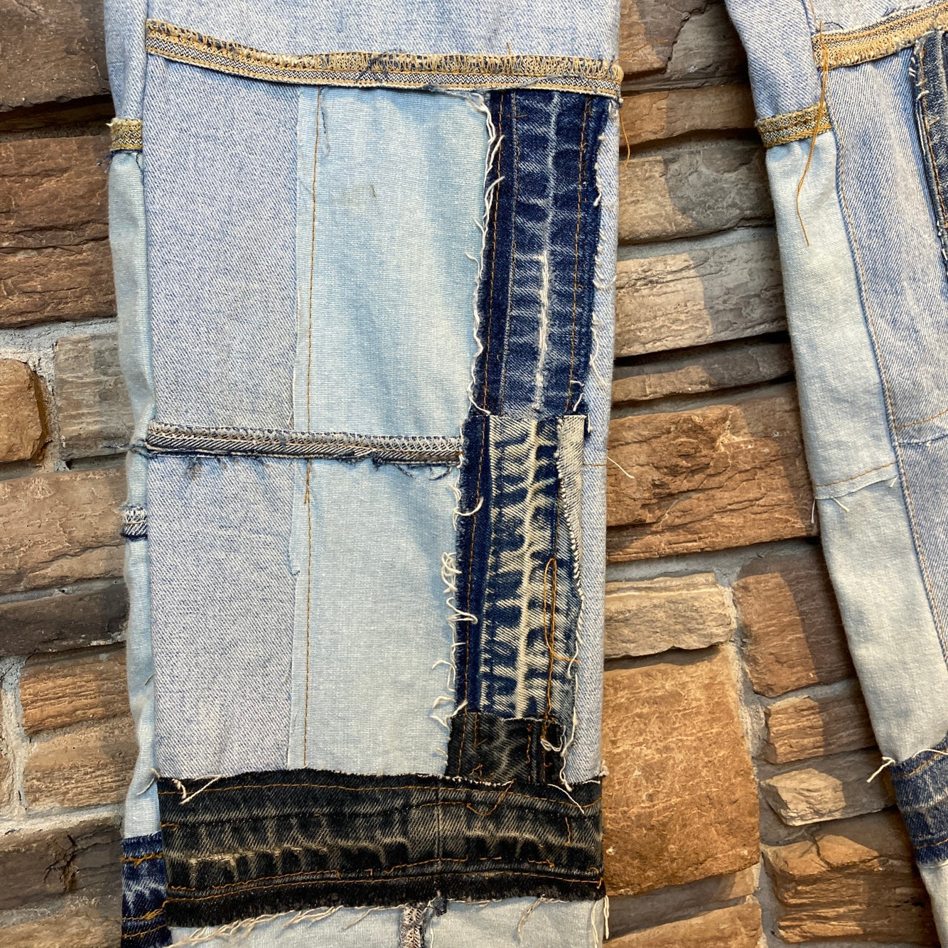 Reworked Levi's Patchwork Blue Jeans