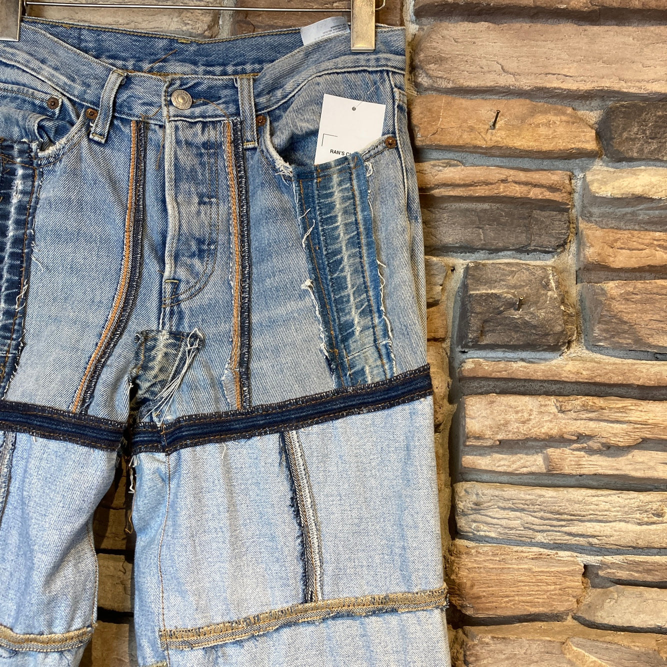 Reworked Levi's Patchwork Blue Jeans