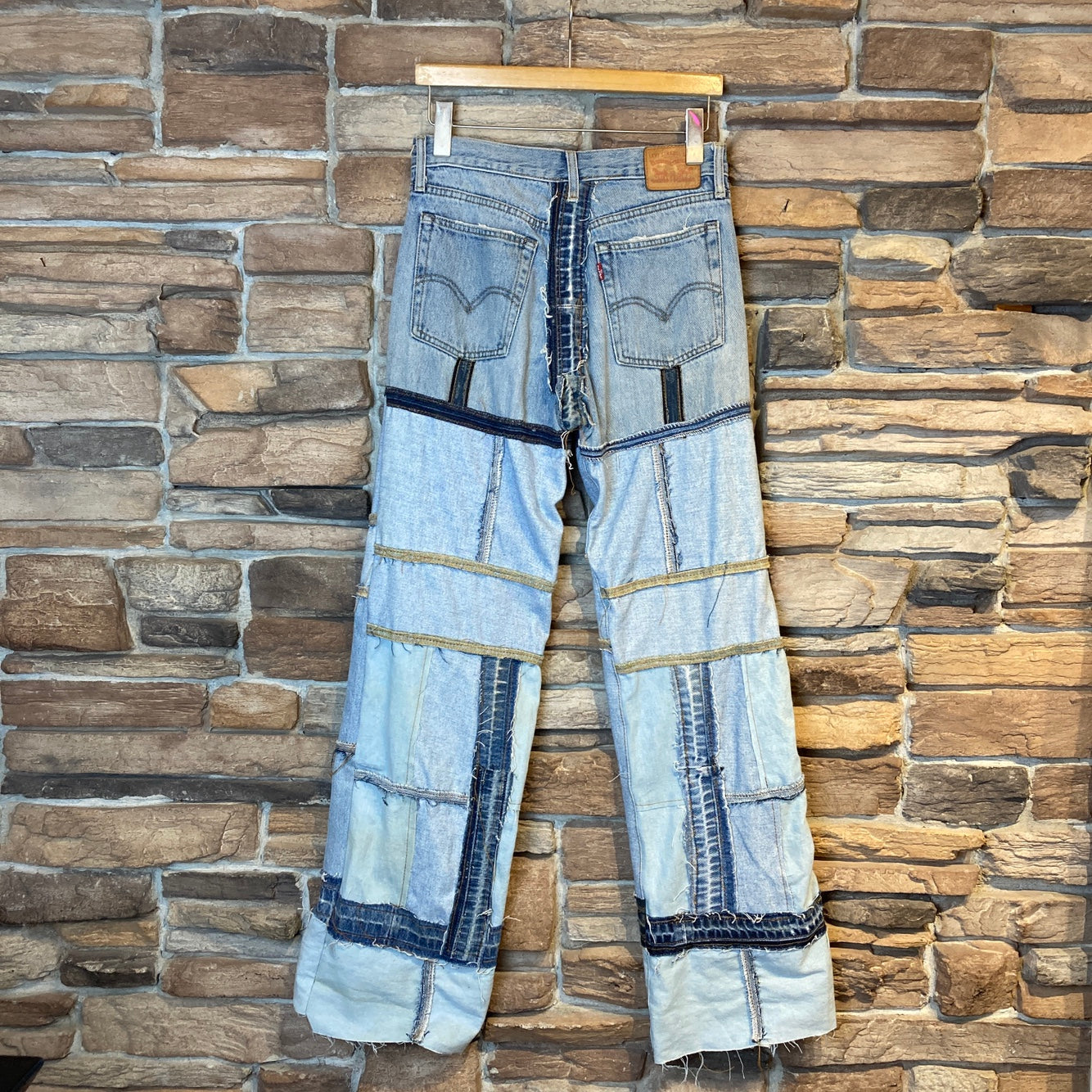 Reworked Levi's Patchwork Blue Jeans