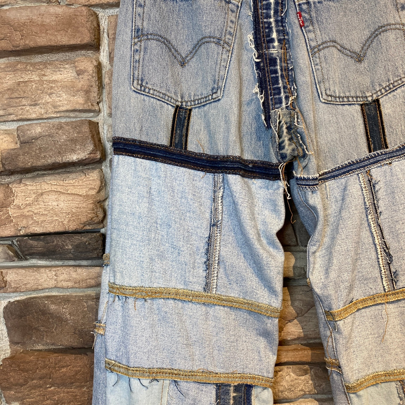 Reworked Levi's Patchwork Blue Jeans