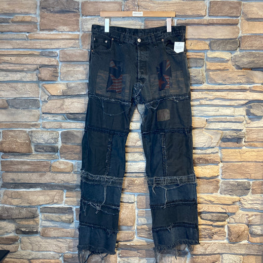 Reworked Levi's Patchwork Black Jeans