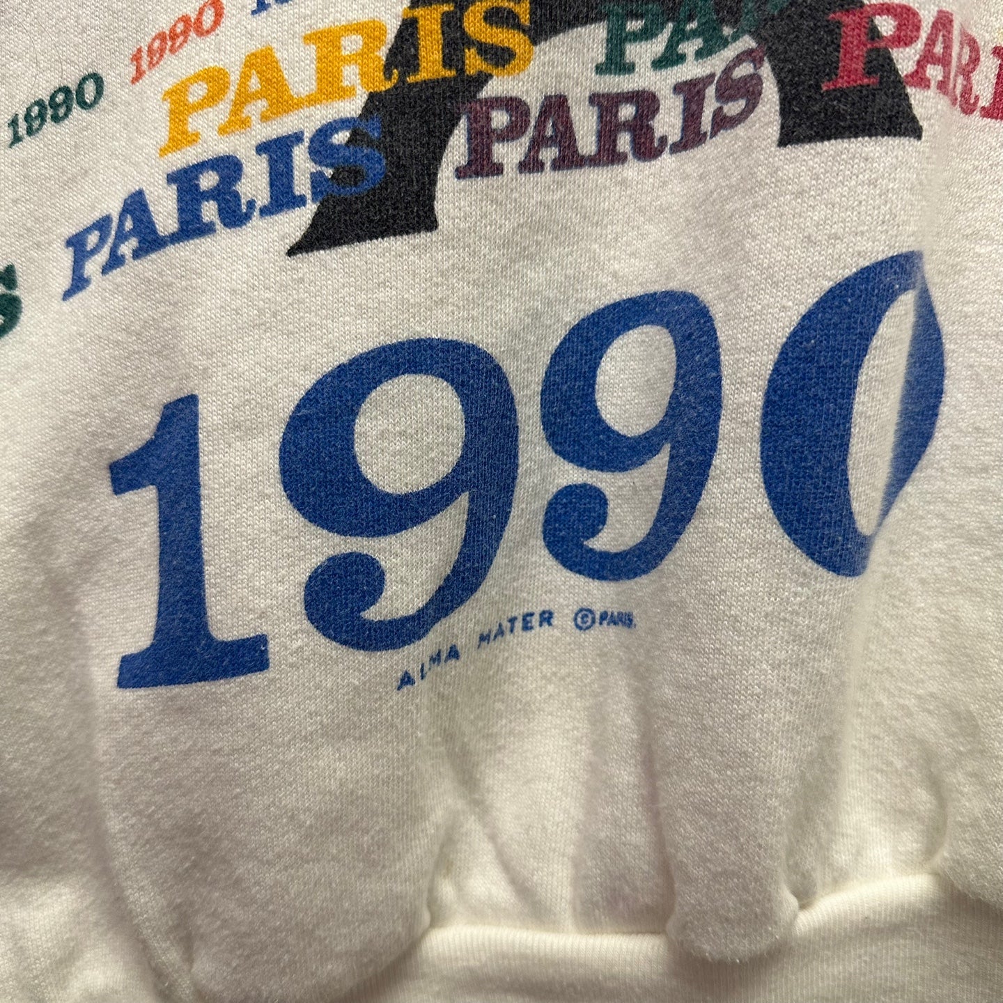 Vintage 1990 Paris Multi-Coloured Text Souvenir Sweatshirt