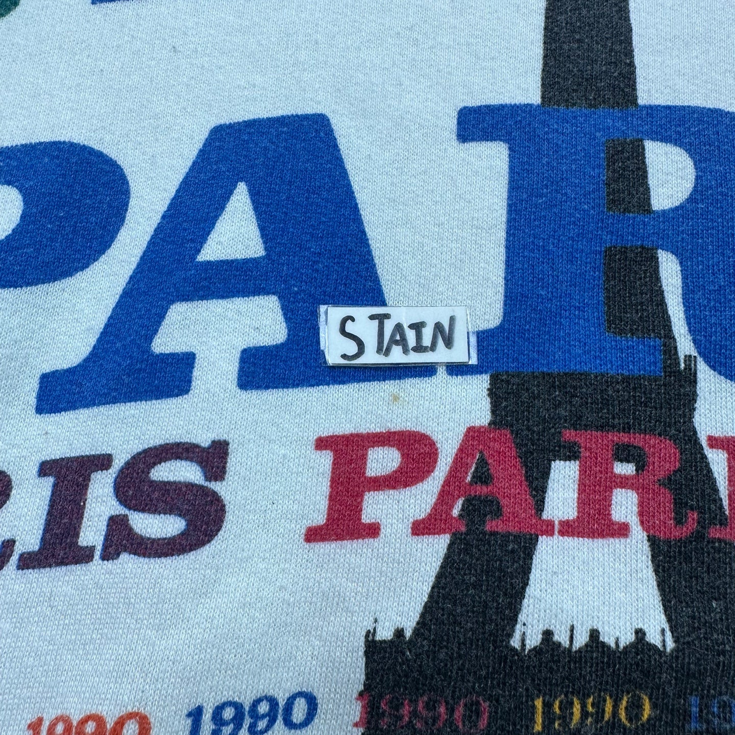 Vintage 1990 Paris Multi-Coloured Text Souvenir Sweatshirt