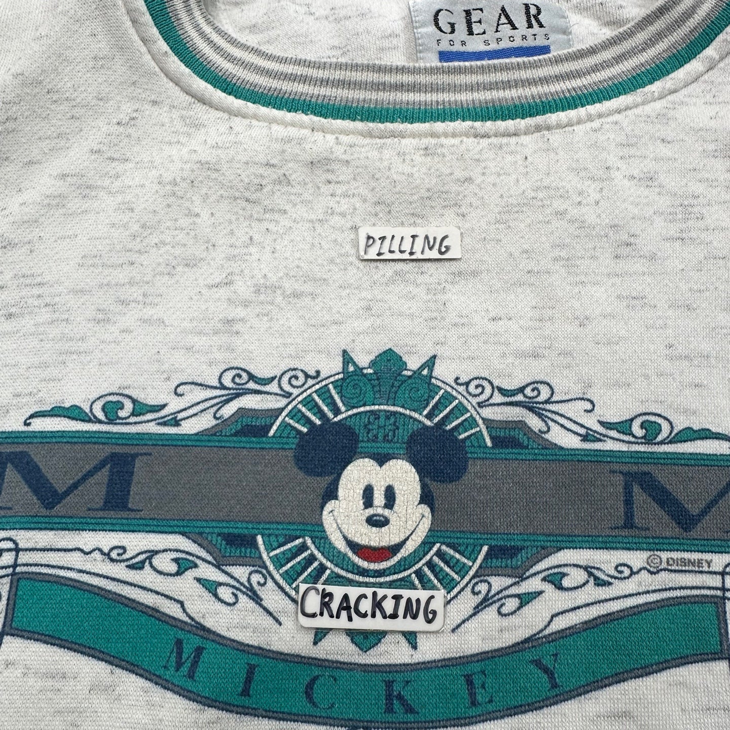Vintage Grey and Teal Mickey Mouse Sweatshirt