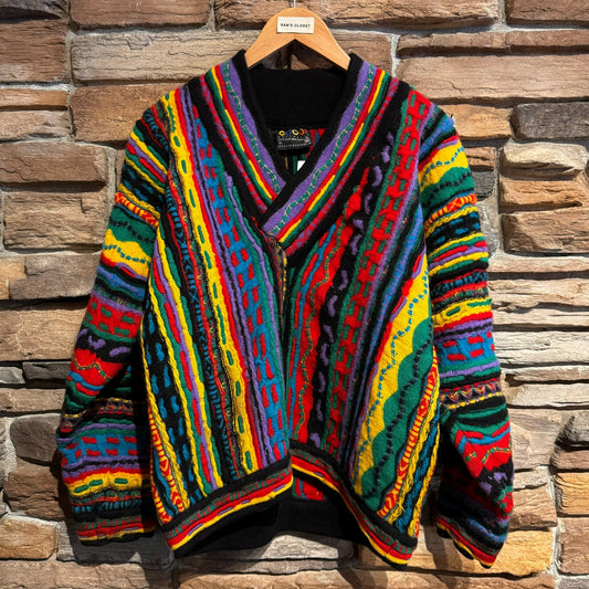 Vintage Multi-Colour Wool Coogi V-Neck Sweater | Vintage Sweater | Vintage Coogi Sweater | Coogi Australia | Size XL | SKU NPQ 2153 |