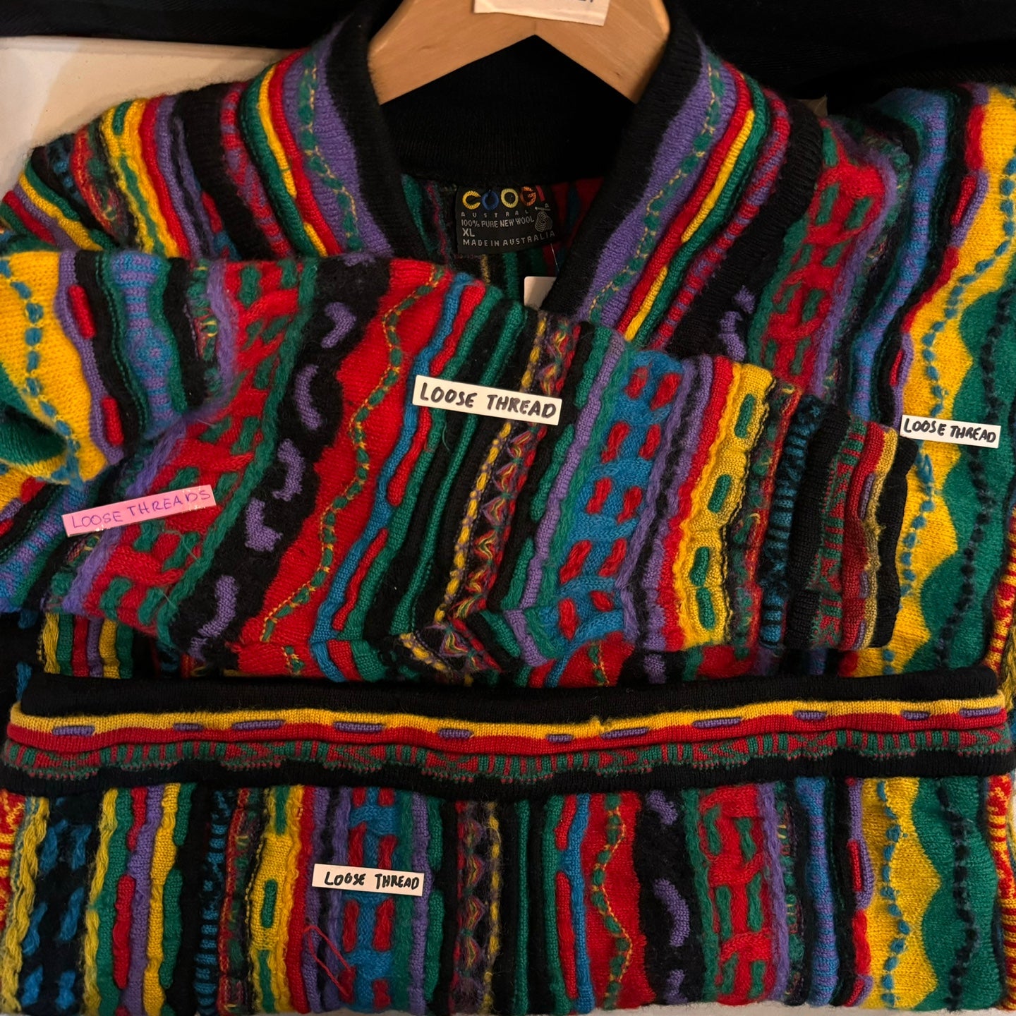 Vintage Multi-Colour Wool Coogi V-Neck Sweater | Vintage Sweater | Vintage Coogi Sweater | Coogi Australia | Size XL | SKU NPQ 2153 |