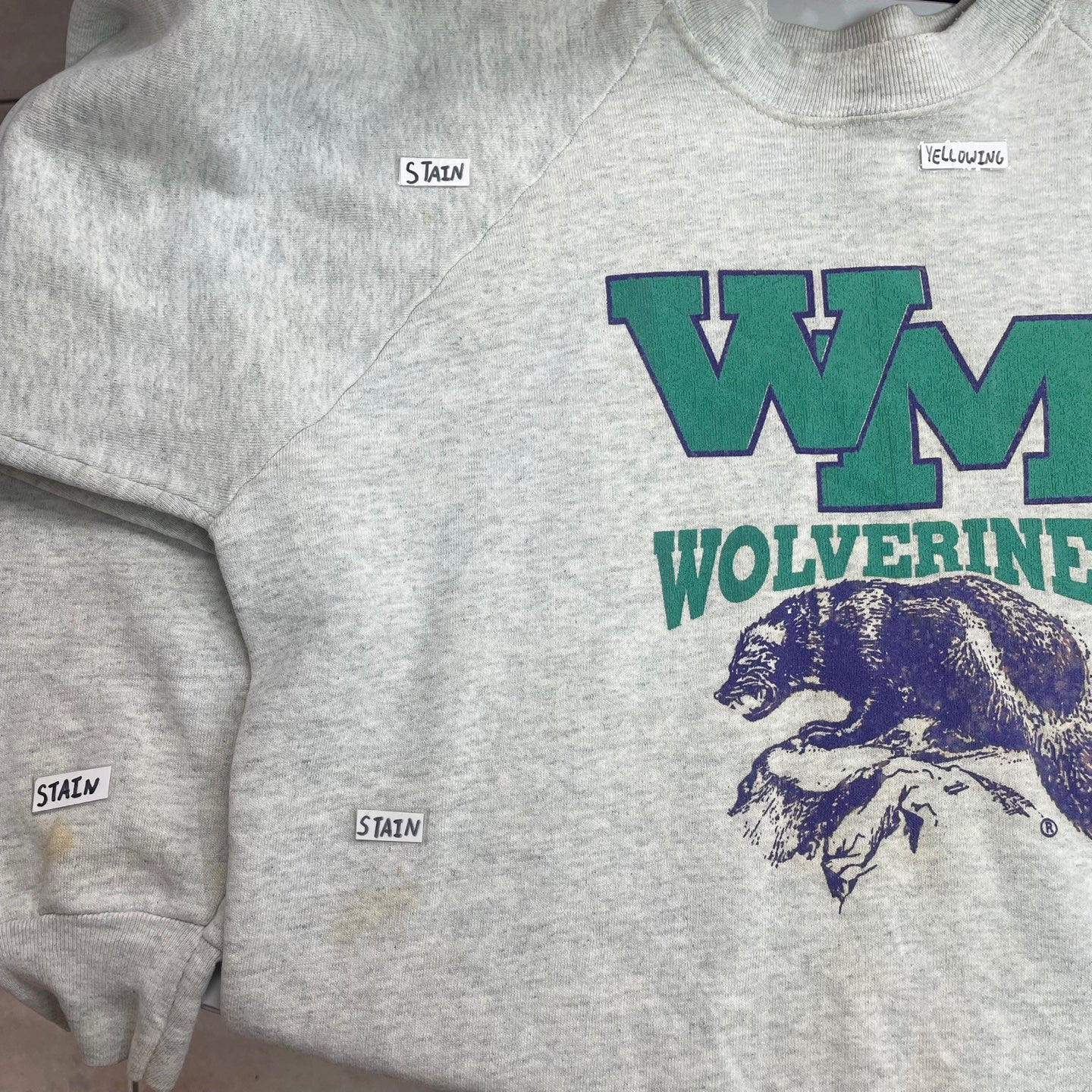 Vintage Heather Grey WM Wolverines Sweatshirt