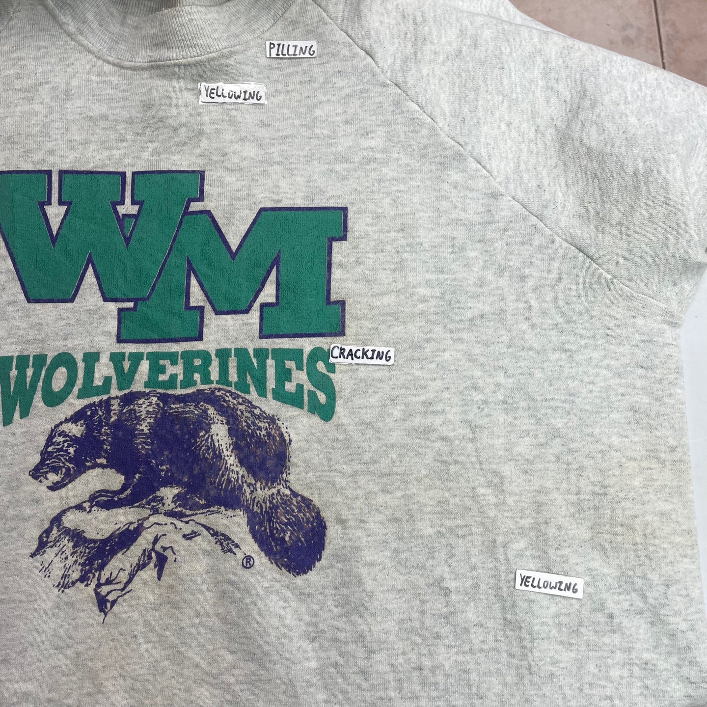 Vintage Heather Grey WM Wolverines Sweatshirt
