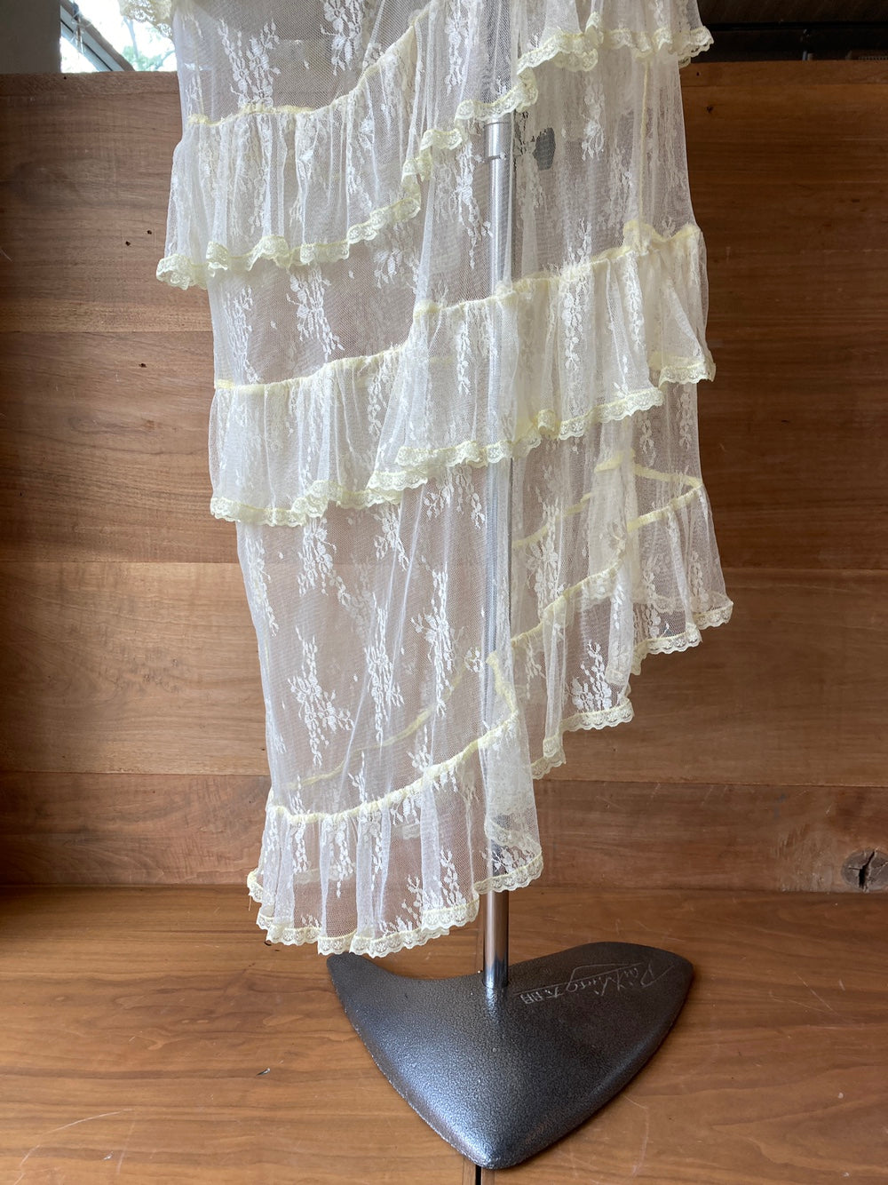 Asymmetrical Tiered Sheer Lace Skirt