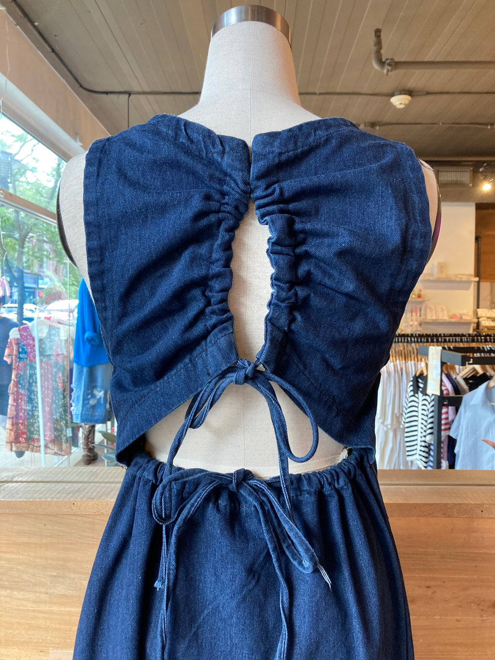 Open Back Denim Dress