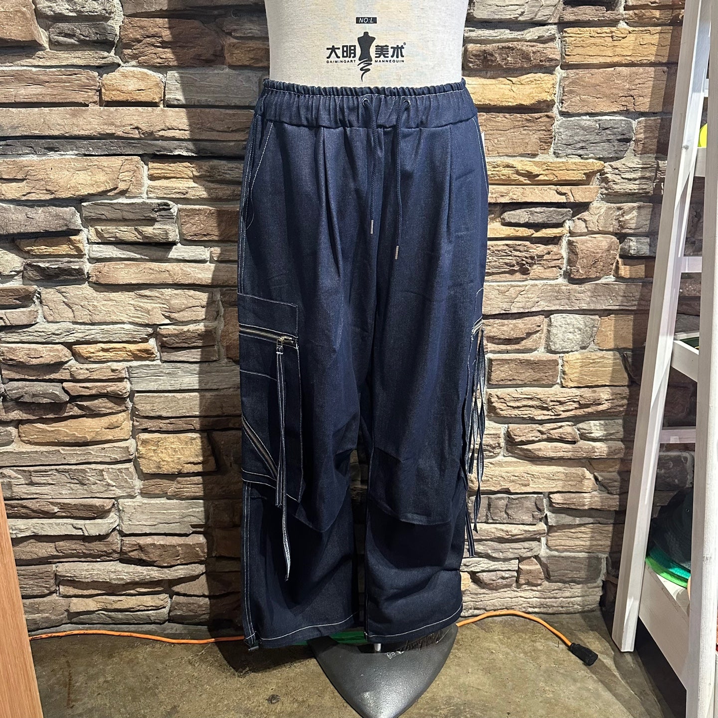 Nine Nuts Dark Blue Oversized Pants with Large Pockets