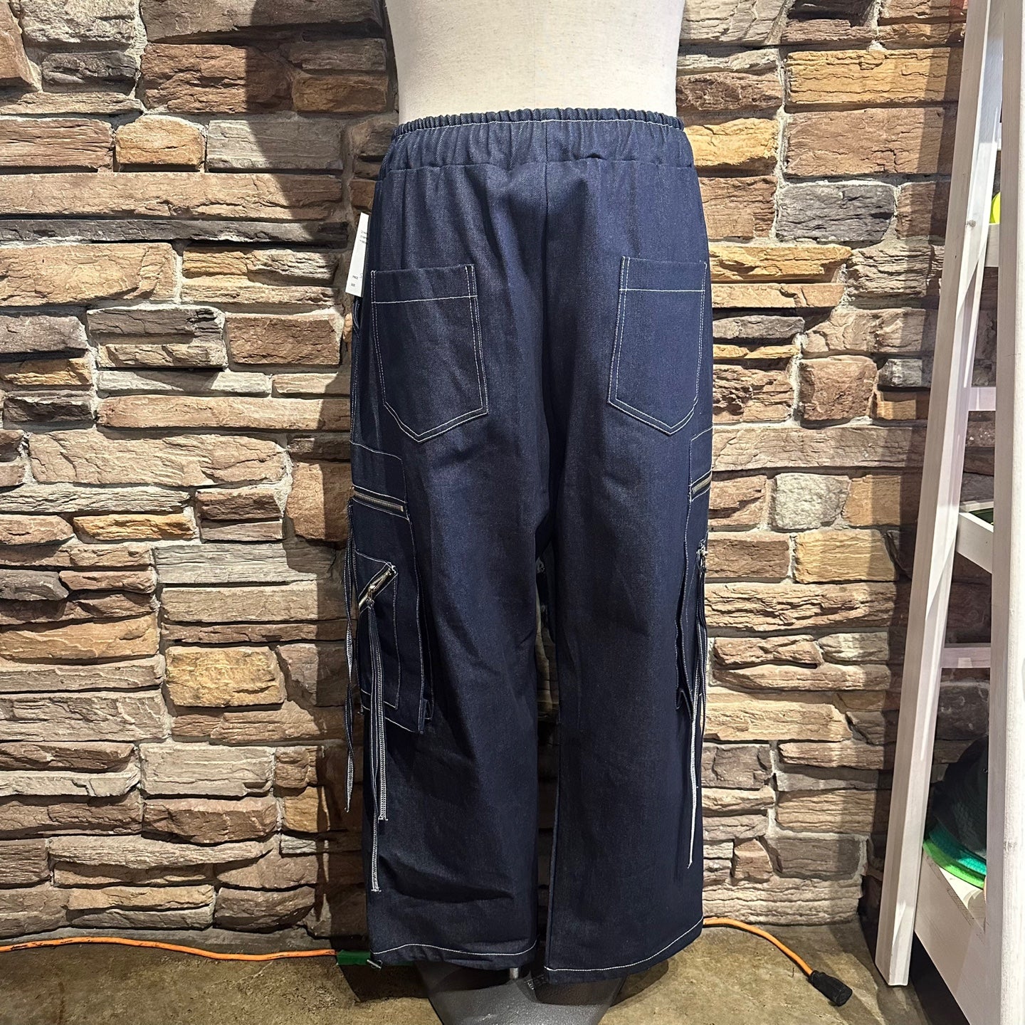 Nine Nuts Dark Blue Oversized Pants with Large Pockets