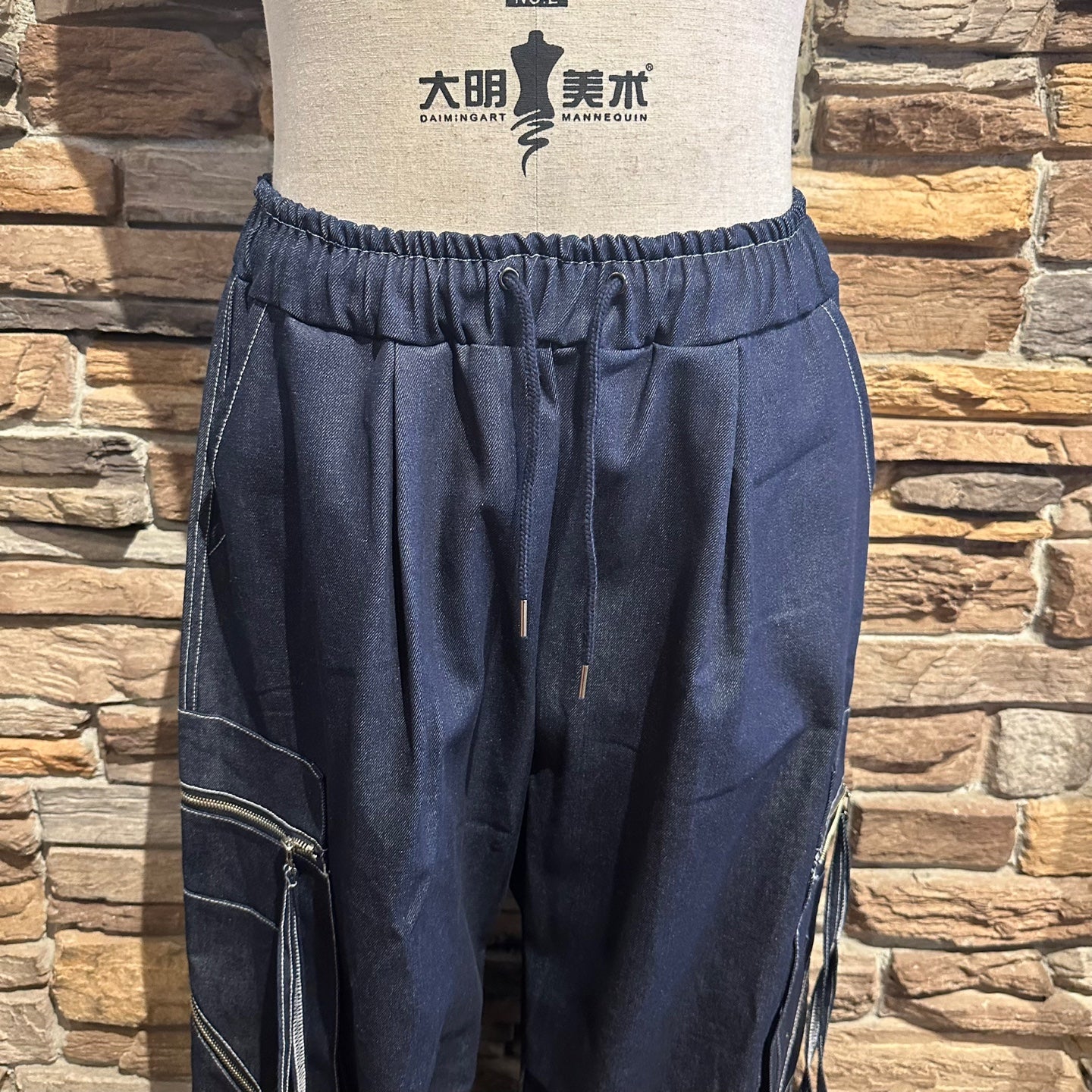 Nine Nuts Dark Blue Oversized Pants with Large Pockets