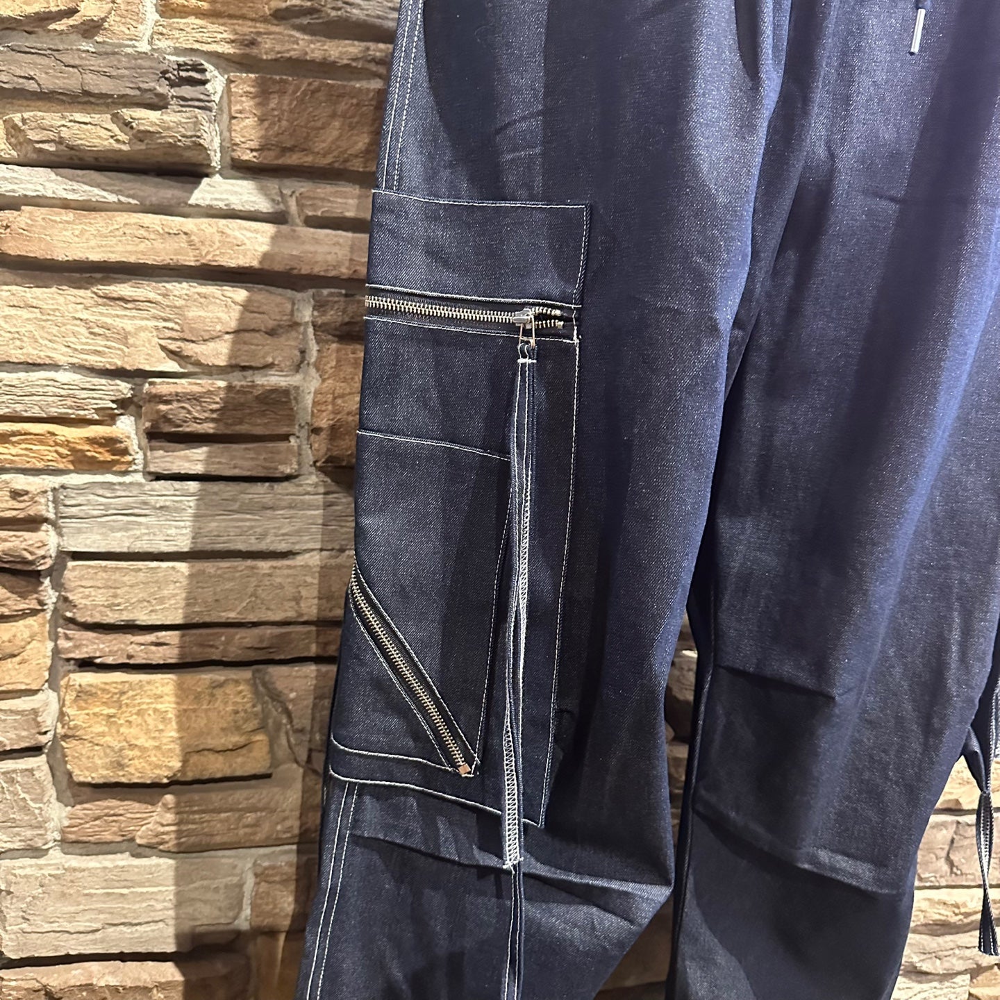 Nine Nuts Dark Blue Oversized Pants with Large Pockets