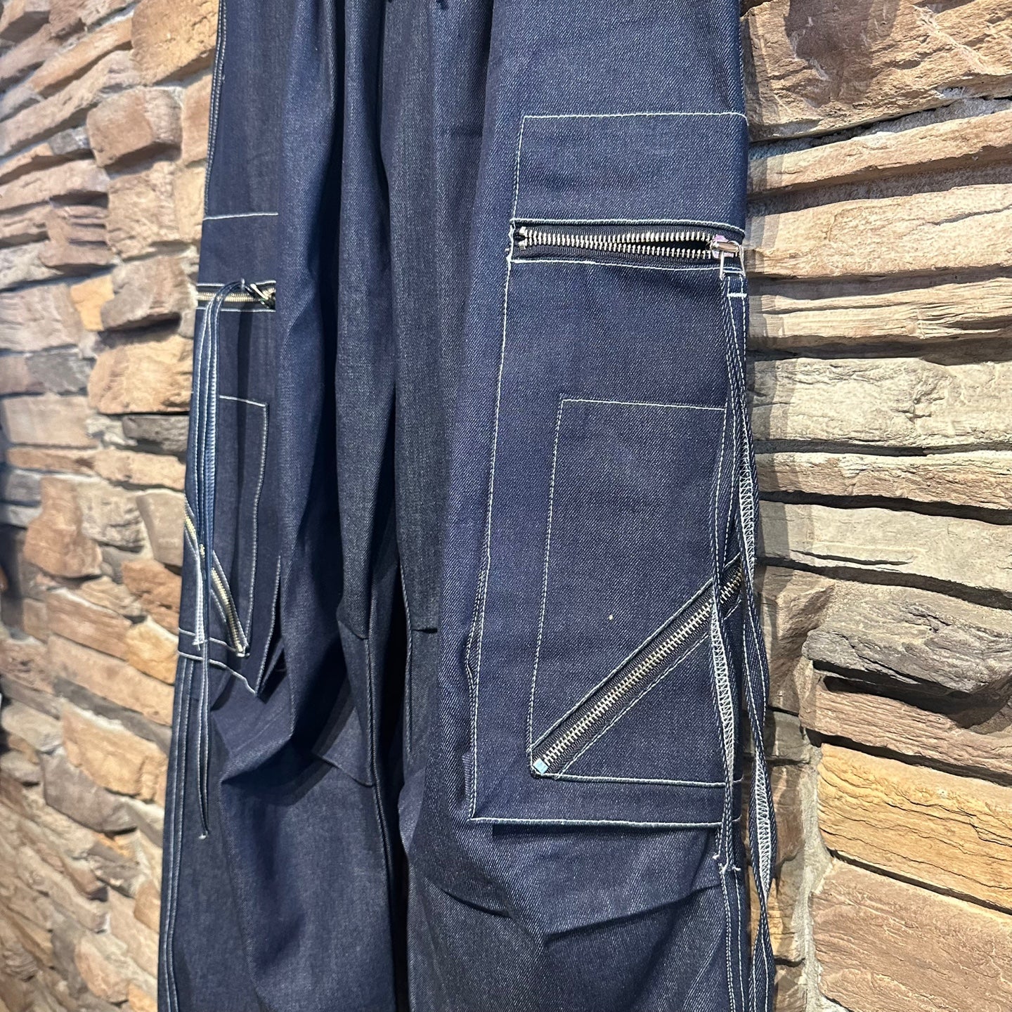 Nine Nuts Dark Blue Oversized Pants with Large Pockets