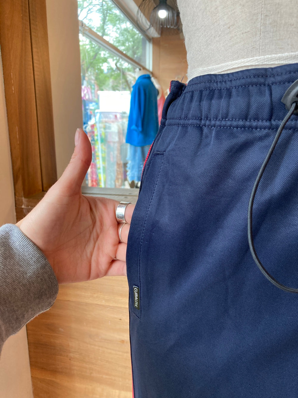 Reworked Navy with Red Stripe Adidas Track Skirt