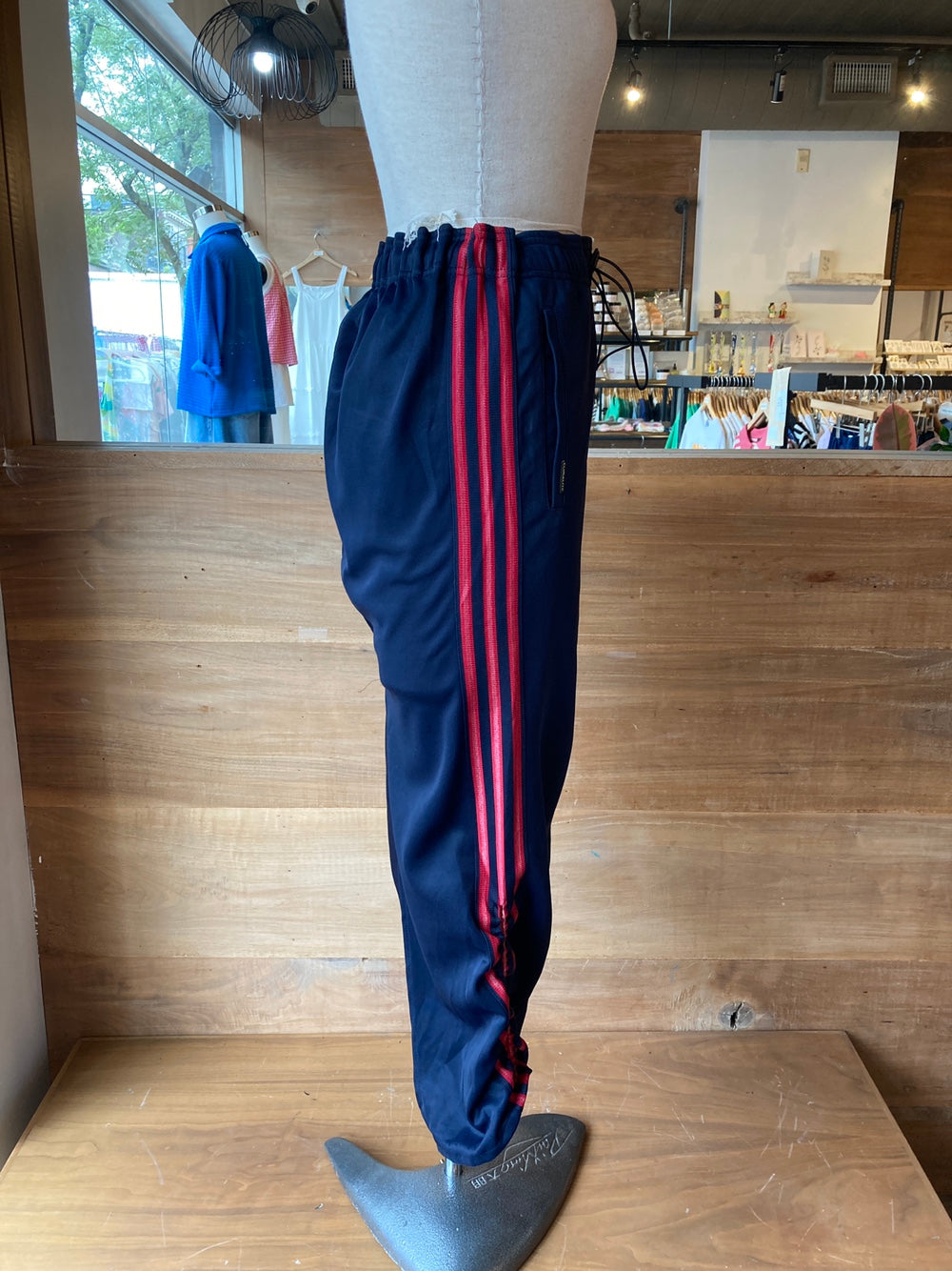 Reworked Navy with Red Stripe Adidas Track Skirt