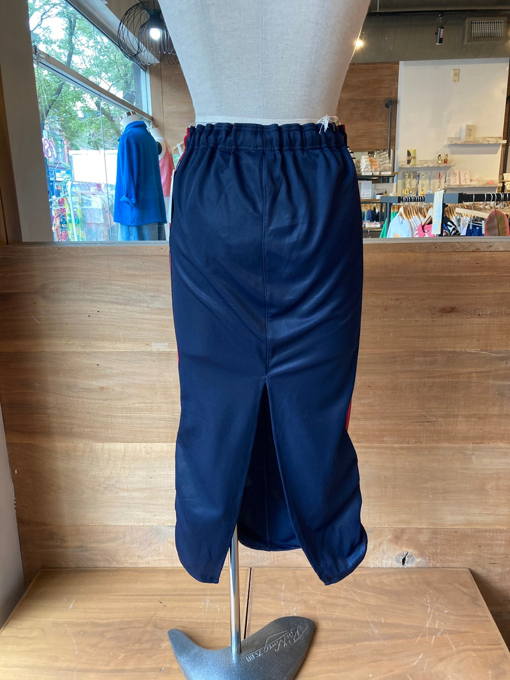 Reworked Navy with Red Stripe Adidas Track Skirt