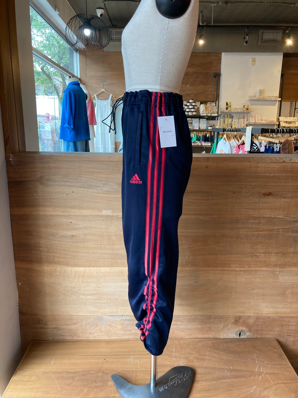 Reworked Navy with Red Stripe Adidas Track Skirt