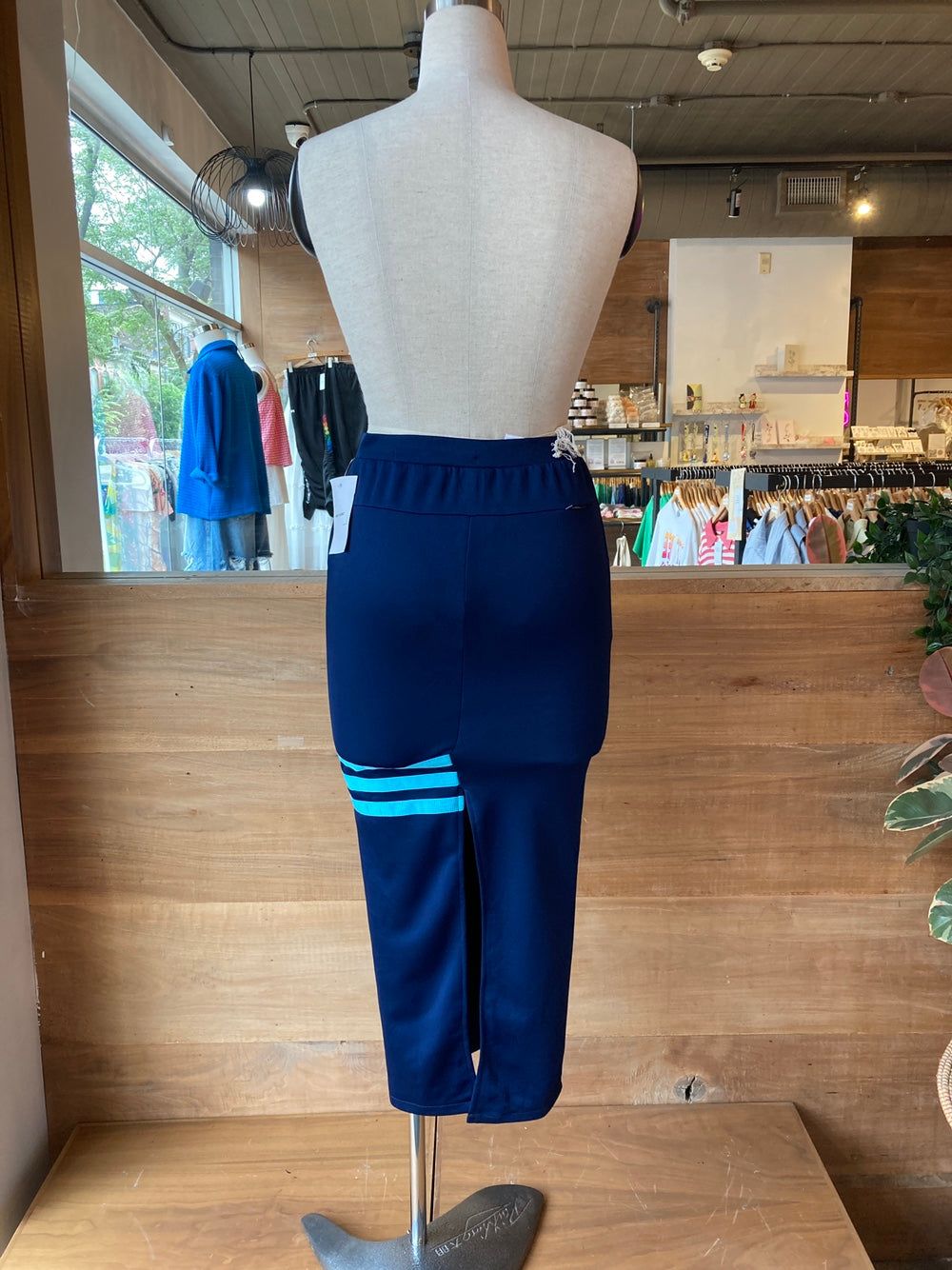 Reworked Blue Adidas Track Skirt