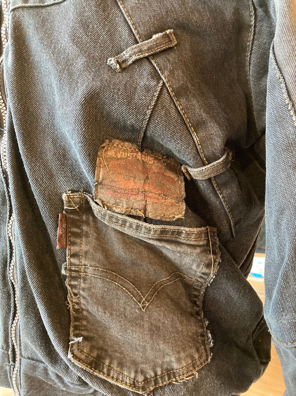 Reworked Levi's Black Denim Jacket